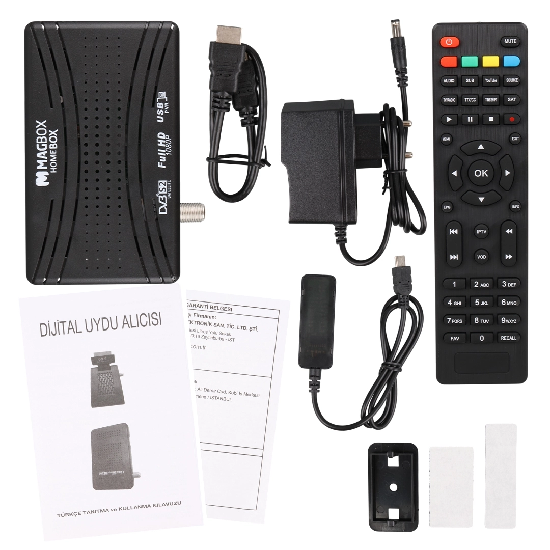 MAGBOX HOMEBOX FULL HD UYDU ALICISI 4000 KANAL TKGS / YOUTUBE / USB DESTEKLİ (UZATMA DİSPLAY GÖZLÜ)