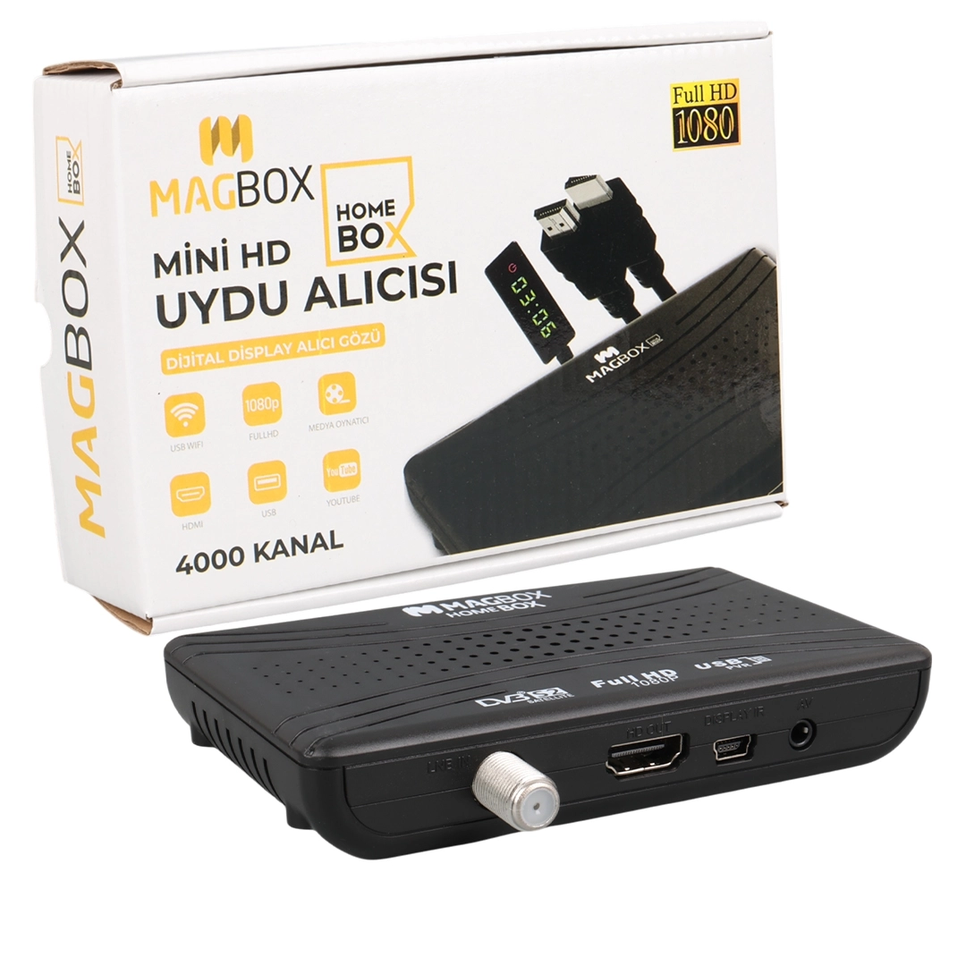 MAGBOX HOMEBOX FULL HD UYDU ALICISI 4000 KANAL TKGS / YOUTUBE / USB DESTEKLİ (UZATMA DİSPLAY GÖZLÜ)