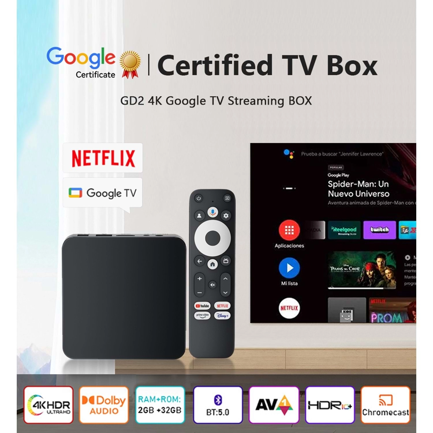 Dcolor GD2 Android 12 Google TV Lisanslı 4K Streaming TV Box Widevine L1 Sertifika 2GB Ram 32GB
