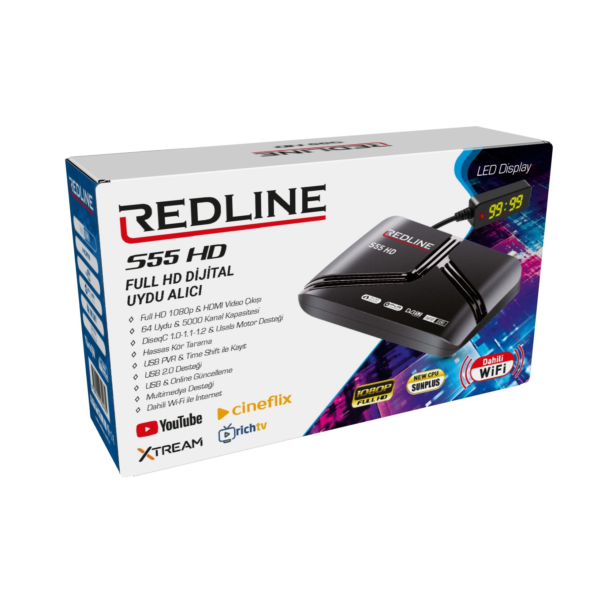 Redline S55 Dahili Wifi Full Hd Uydu Alıcısı Bluetooth kumanda