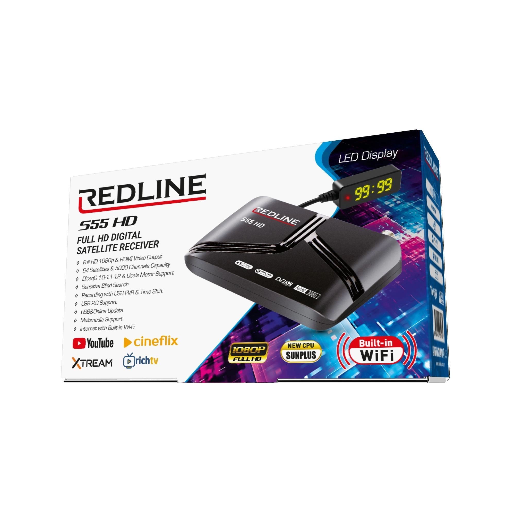 Redline S55 Dahili Wifi Full Hd Uydu Alıcısı Bluetooth kumanda
